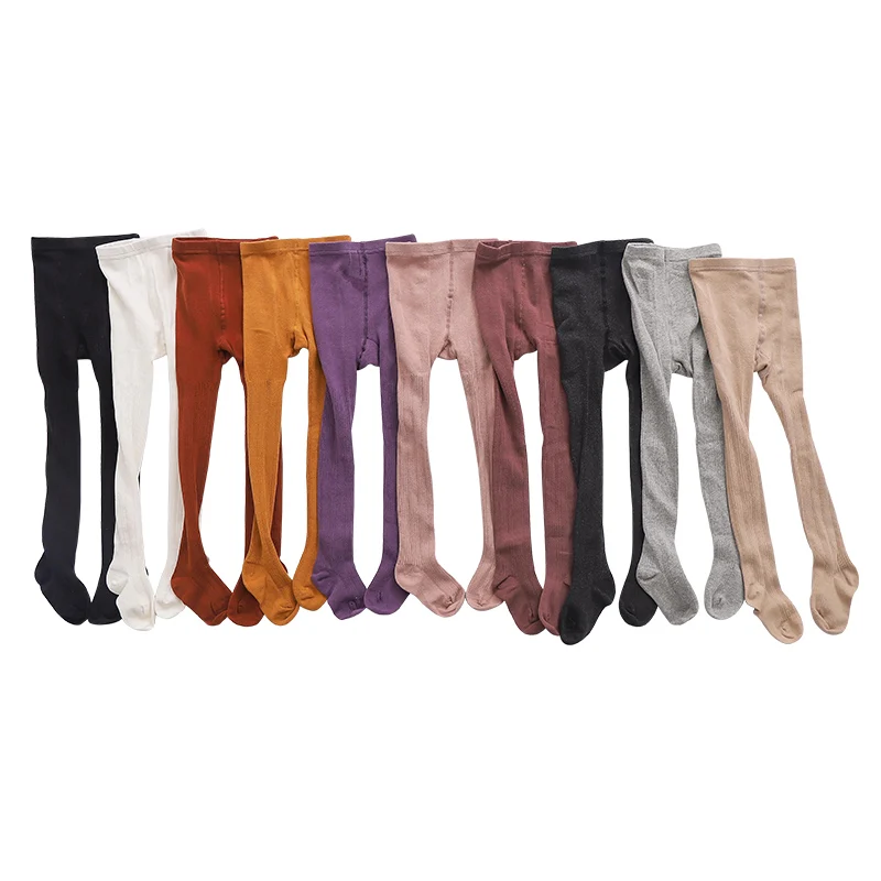 Осенне-зимние колготки для маленьких девочек; Плотные трикотажные хлопковые колготки для маленьких мальчиков; Мягкие вязаные детские леггинсы в рубчик; Детские чулки