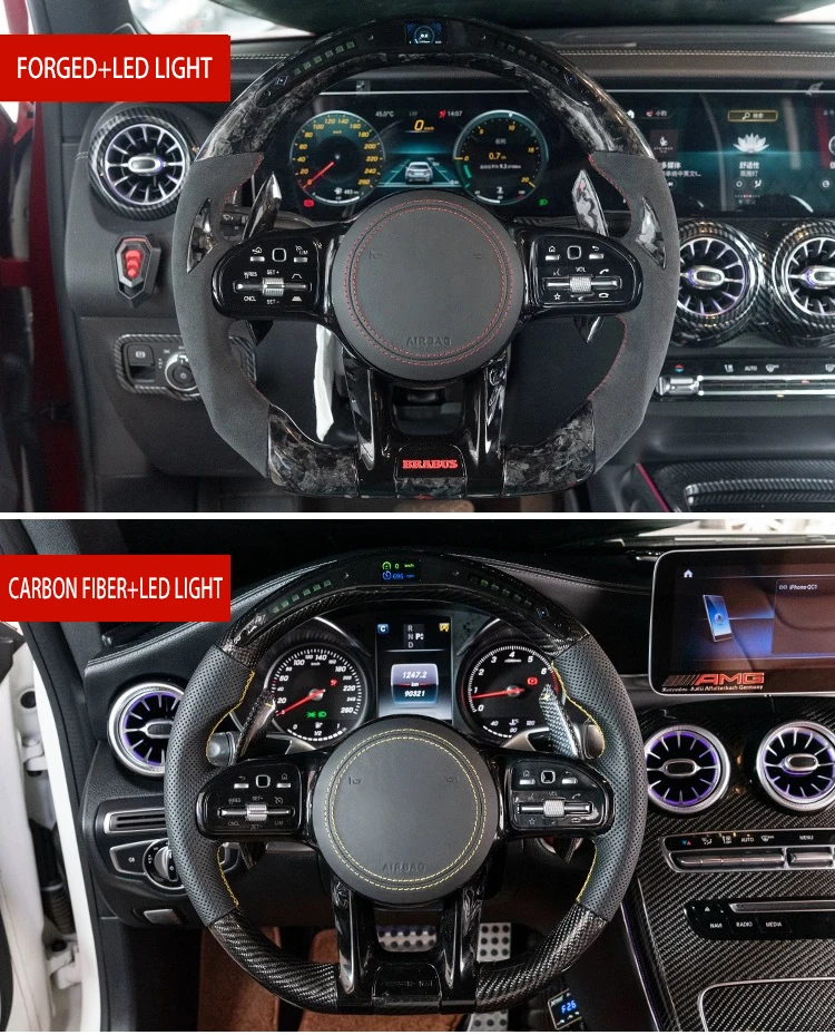 LED RPM Carbon Fiber leather steering wheel steering wheel with heat amg steering wheel for mercedes-benz