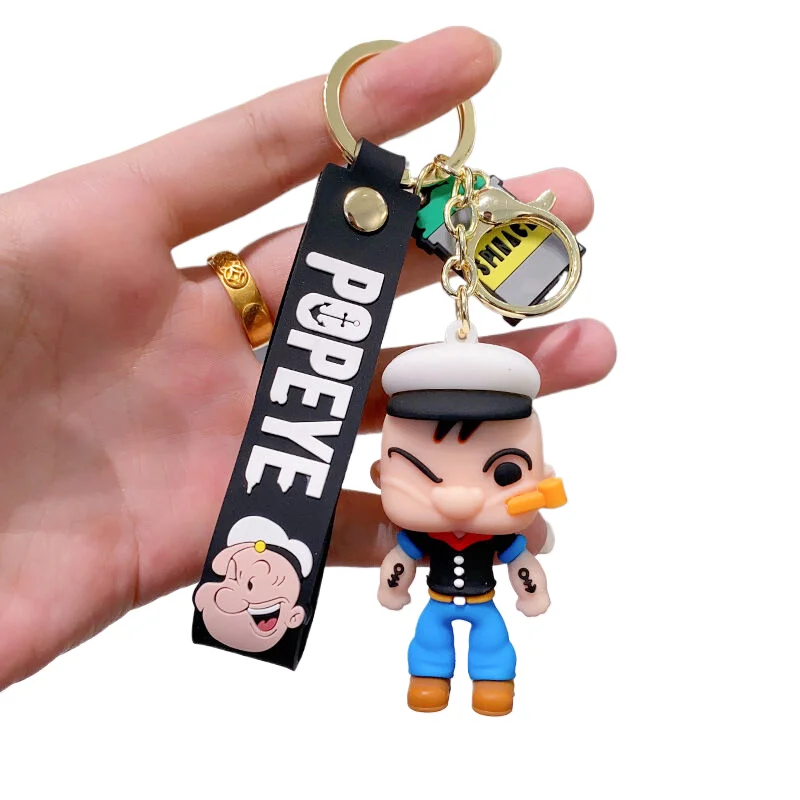 Adventure comedy animation Popeye the Sailor toy keychain 3D Doll Small Gift Pendant Wholesale PVC Anime  KeyChains Accessories