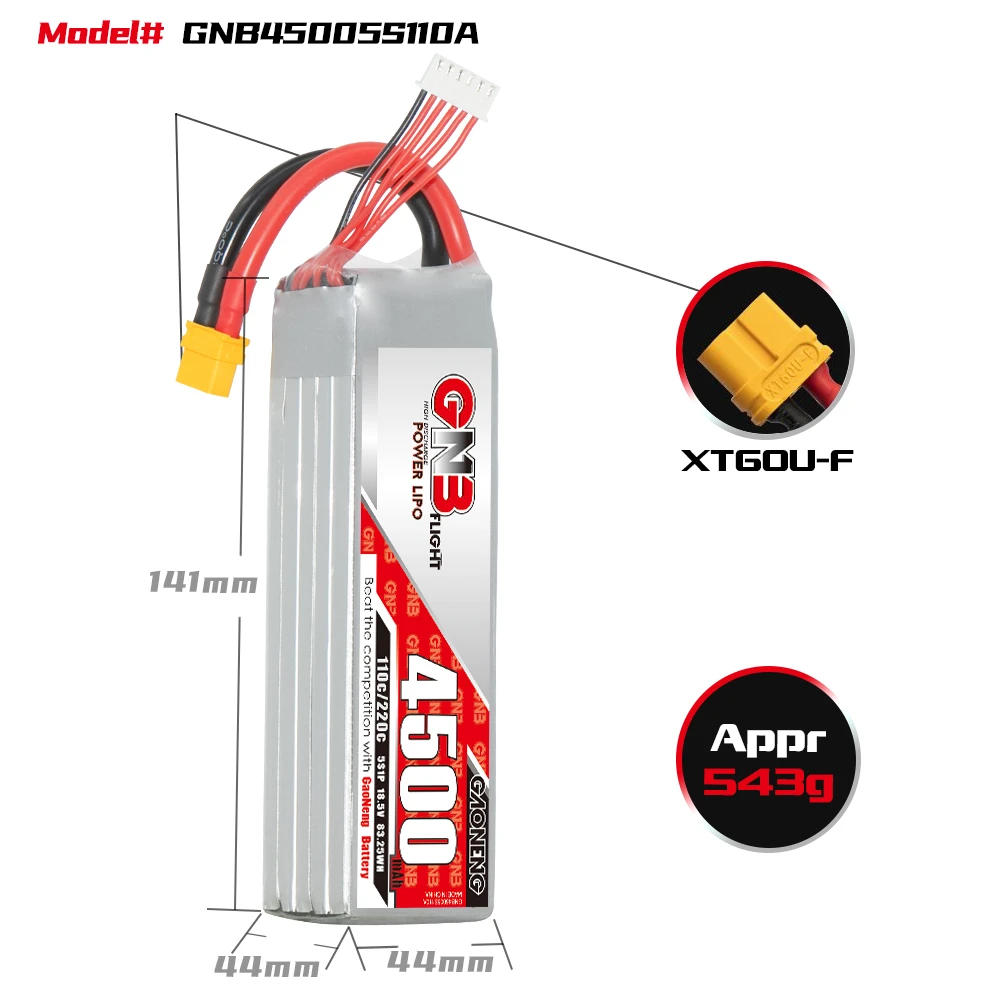 GNB GAONENG 4500 мА/ч 5S 18 5 V 110C 200C XT60 RC воздушный беспилотный летательный аппарат литий-полимерный аккумулятор высокой разрядки C Рейтинг производительности вертолет