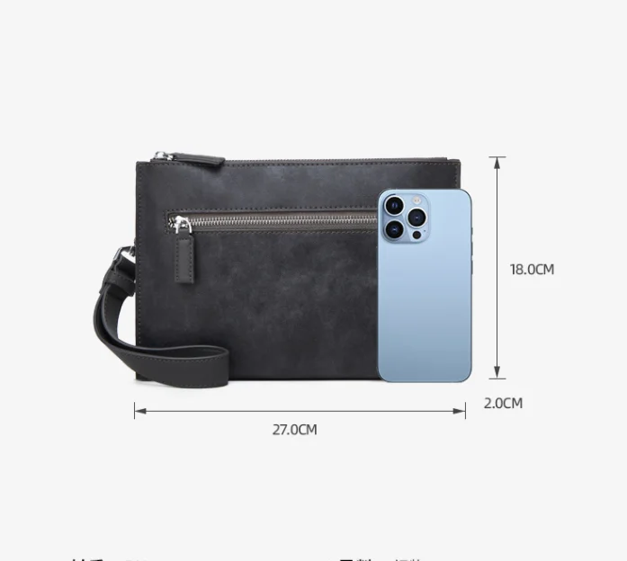 Men PU Leather Clutch Handbag  Waterproof business phone bag Underarm Pouch Mens coin wallet Without Logo