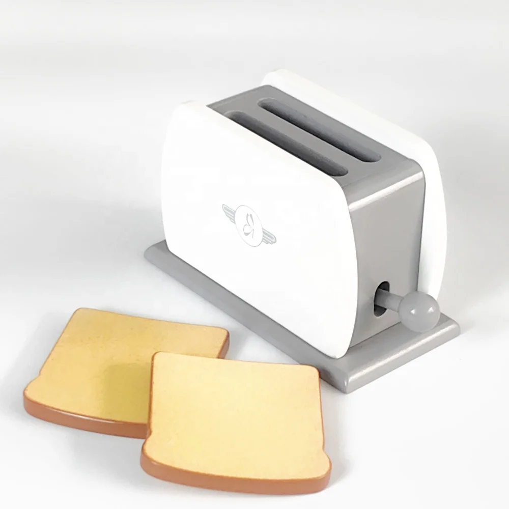 Wooden Kitchen Appliances Toys Kids Play Kitchen Accessories Play Set Coffee Maker Popup Toaster Blender Mixer  For Boys Girls