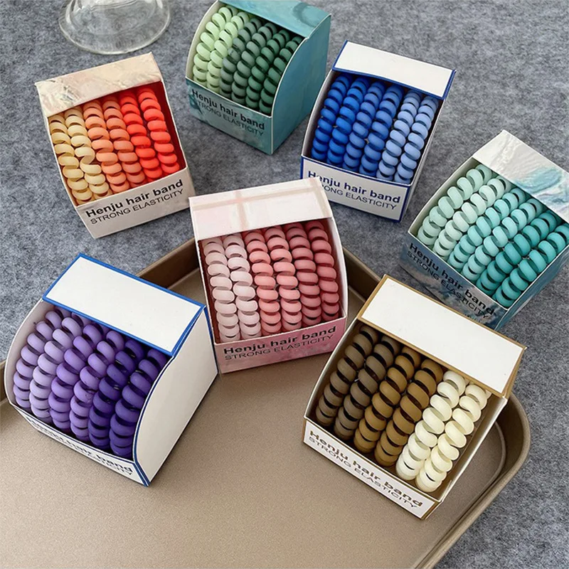 Wholesale Gradient Color Stretchy Silicone Wrist Hair Coil Bracelet Ponytail Hair Accessories Elastic Telephone Cord Hair Ties