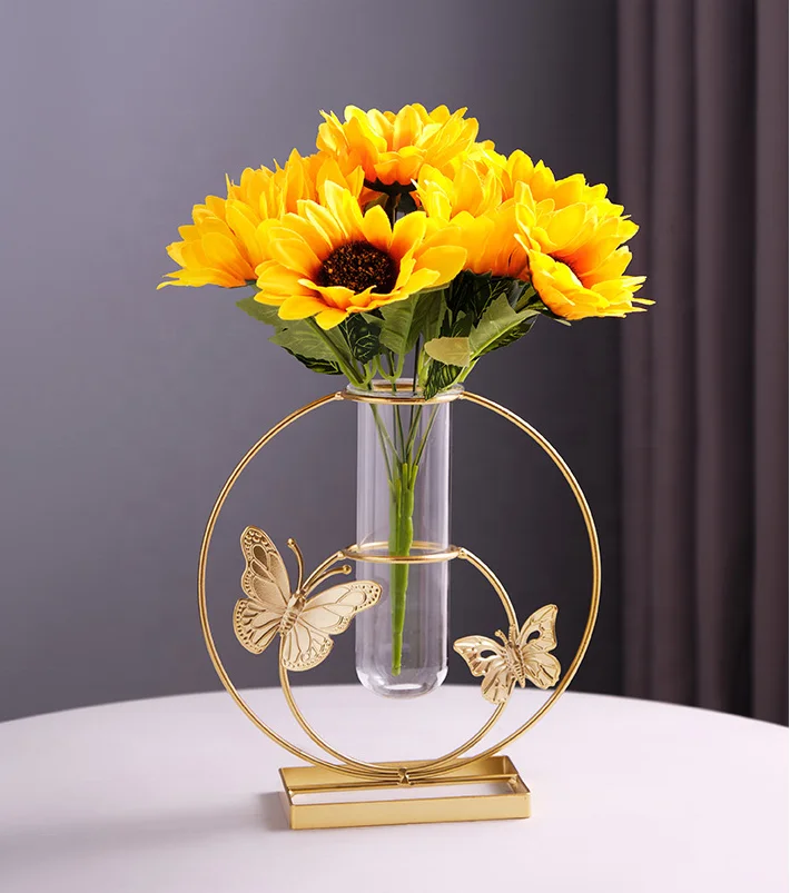 Вазы для цветов, маленькие бутоны, прозрачные недорогие роскошные золотые современные металлические хрустальные украшения для дома, Скандинавская стеклянная ваза для цветов