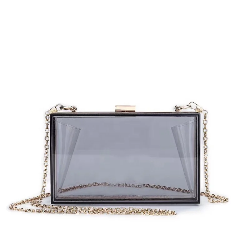 
Transparent Acrylic Clutch Bag Clear Crossbody Evening Chain Box Purse Handbag 