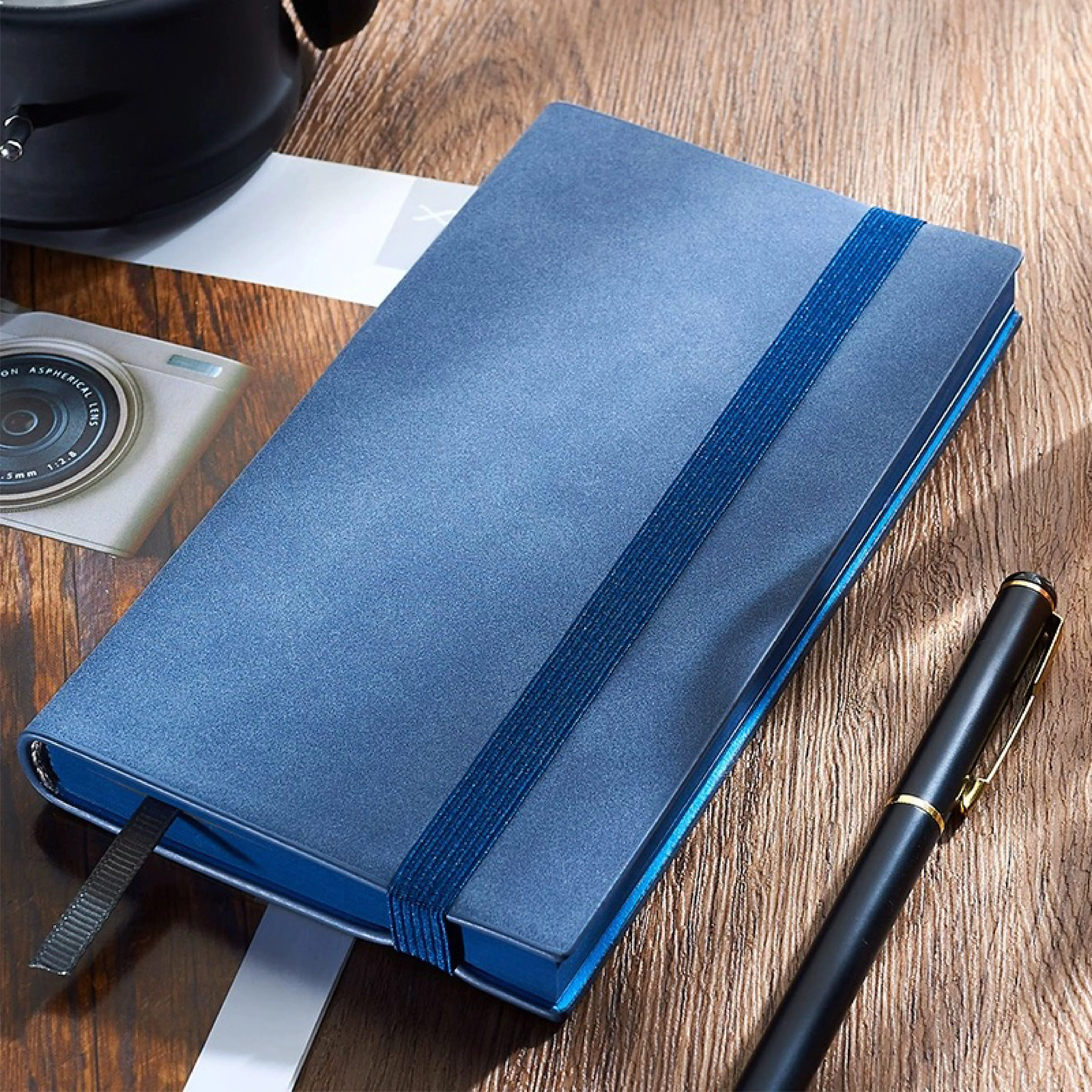 Personalized A6 softcover Notebook with elastic band Customized logo school planner paper edge print diary small thick journal