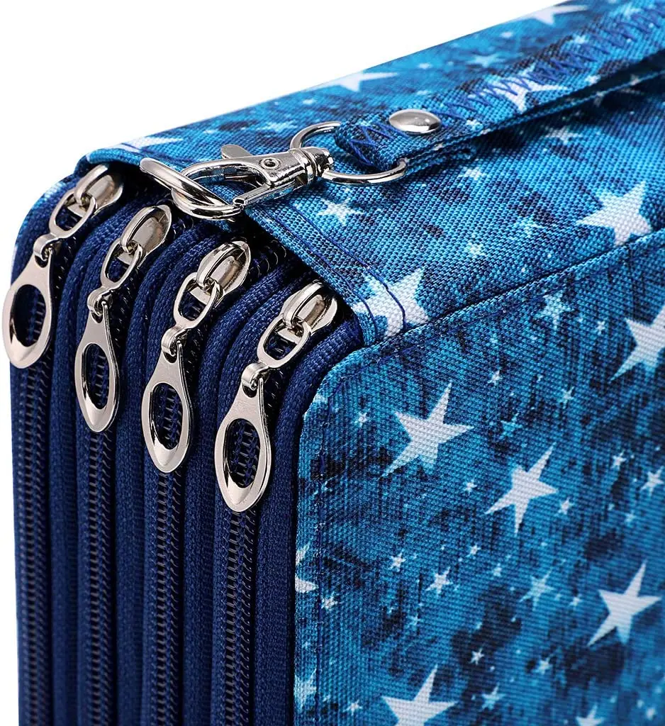 High quality customized 200 Slots Pencil Holder Pen Bag Large Capacity Pencil Organizer with Handle Strap