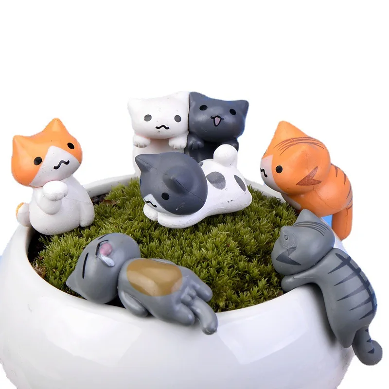 Hot Sale High Quality Cat Figurines Miniatures Home Decor Cute Desktop Garden Decoration