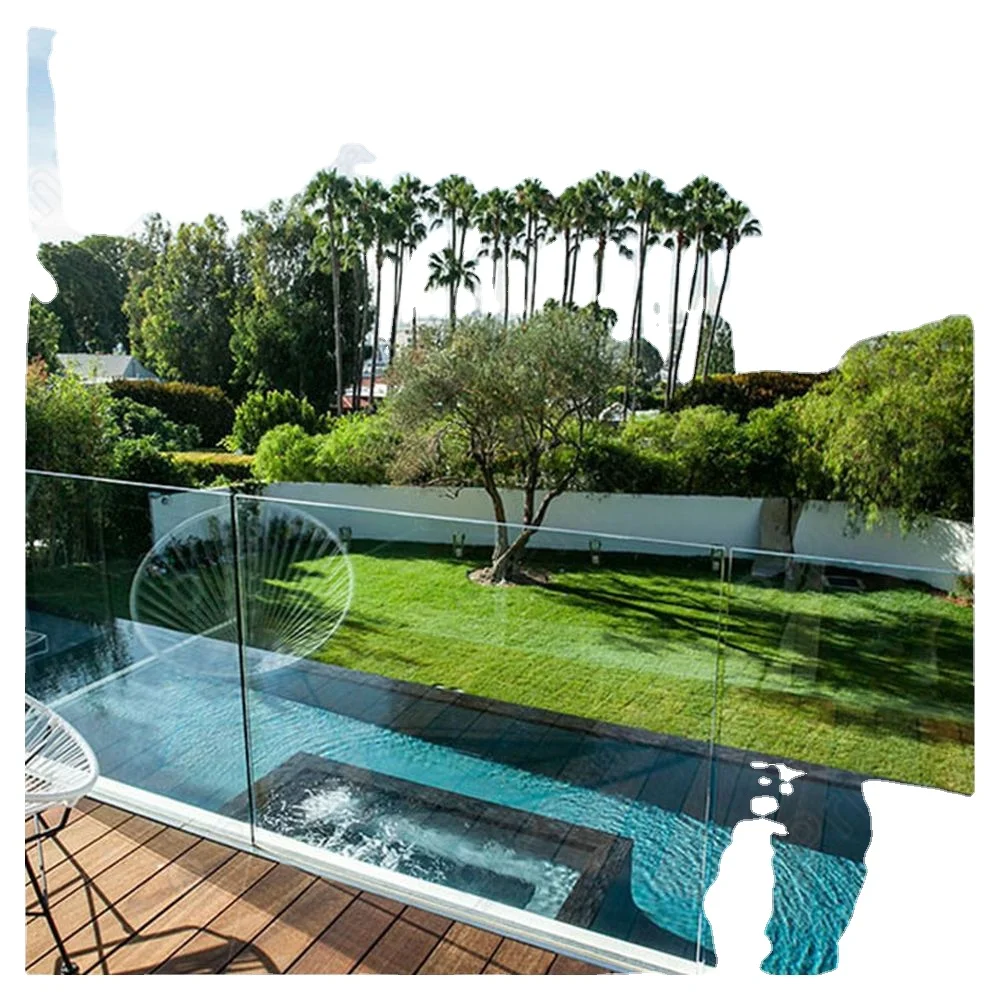 Modern design railing handrail hot melt fused tempered glass