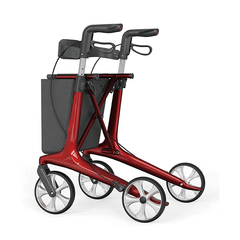 Factory  Light  Carbon Fiber Frame Durable Lightweight Unfoldable Relaxation Roller Rollator Walker