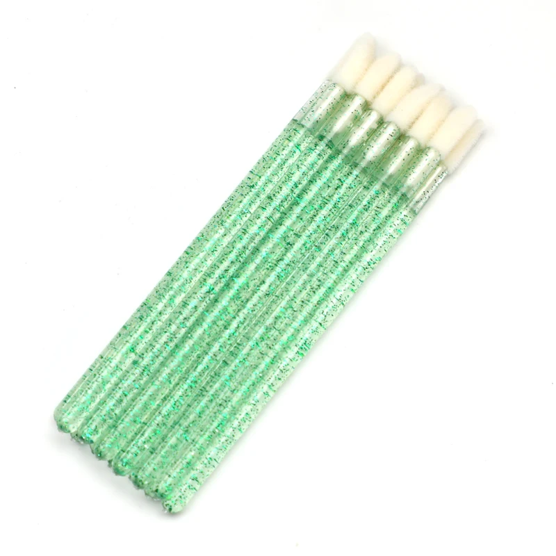 Wholesales Glitter Flocked Head 50 Pack Disposable Lip Gloss Brushes Lipstick Wands Applicator for Makeup Brush Women Girls