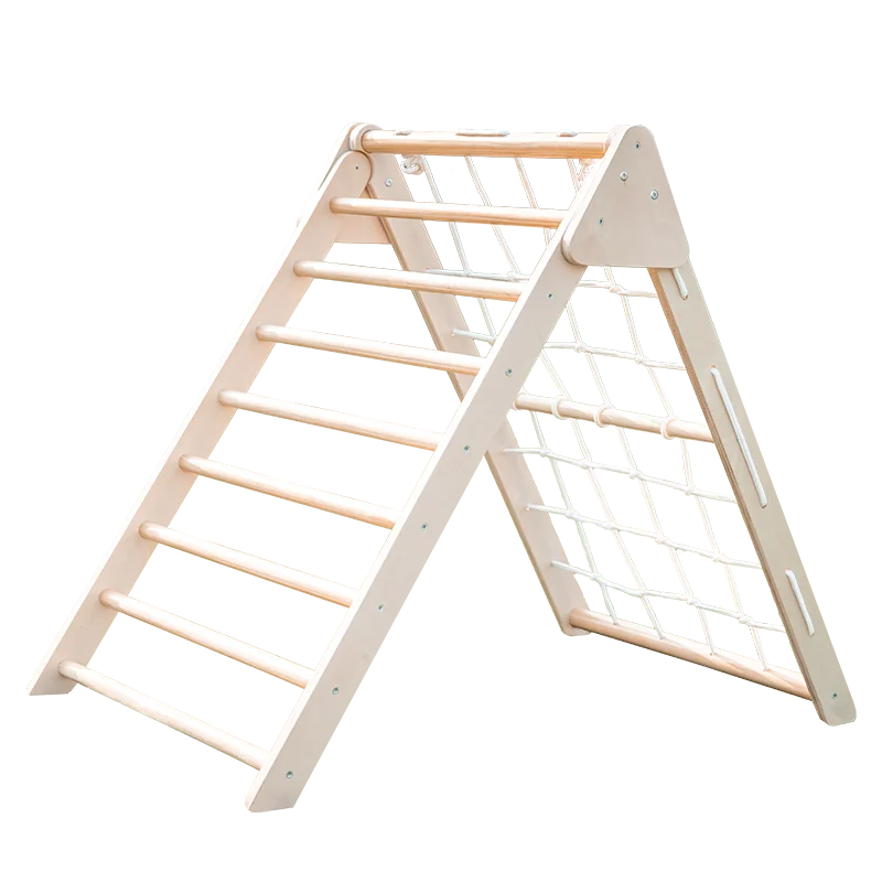 New Design Wood Climbing Frame Indoor Outdoor Playground Rope Mesh ladder Fitness Exercise toy for kids