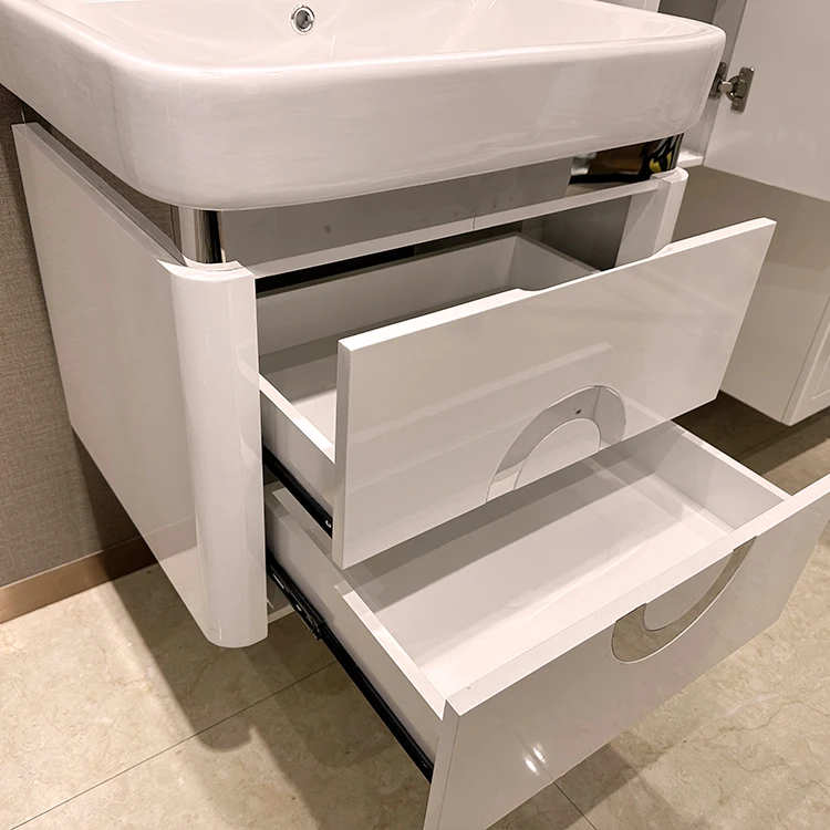 SONSILL  wholesale simple bathroom cabinet set Moroccan white bathroom vanity pvc combined type bathroom vanity light fixtures