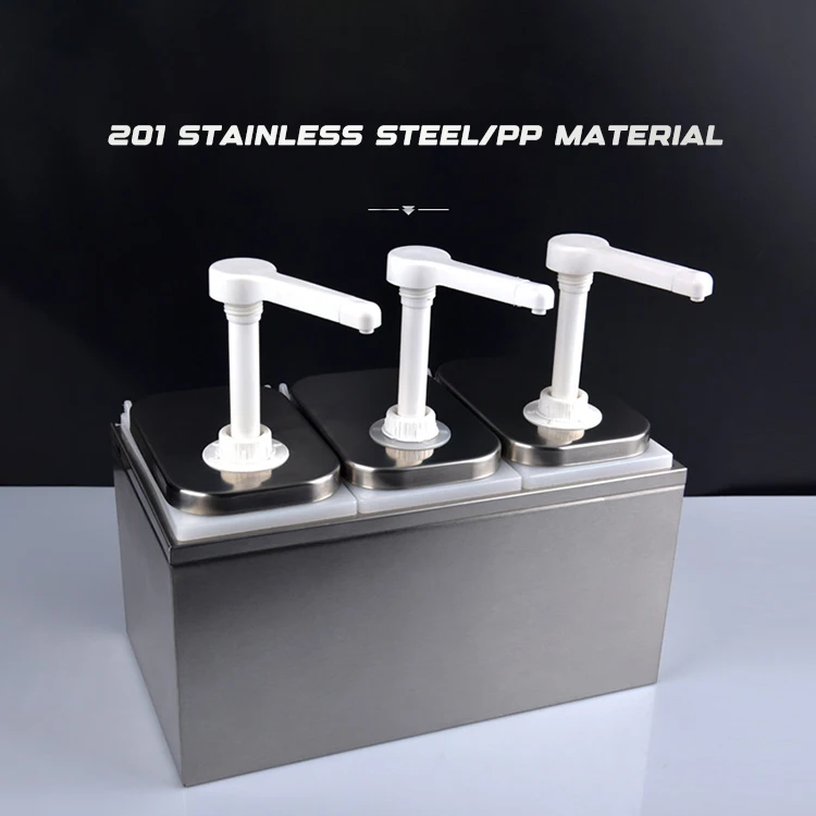 Food Grade Restaurant Stainless Steel Catering Ketchup Condiment Box Plastic Sauce Dispenser Pump For Easy Squeezing