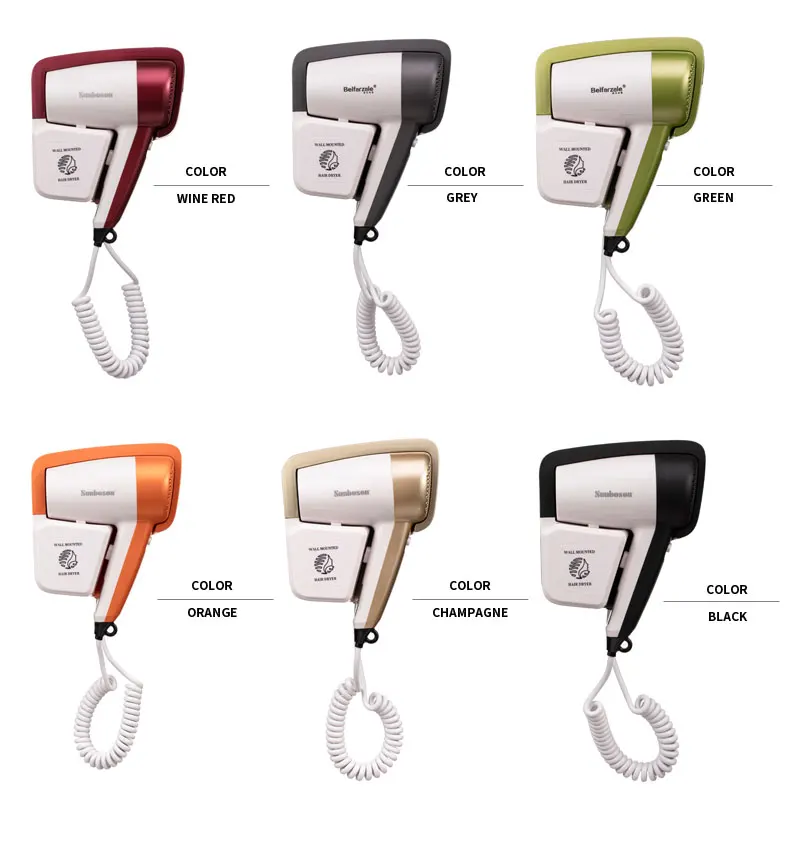  Adjust The Cold Or Hot Wind Professional Colorful Bathroom Mounted Wall Drier Quick Hote Hair Dryer With