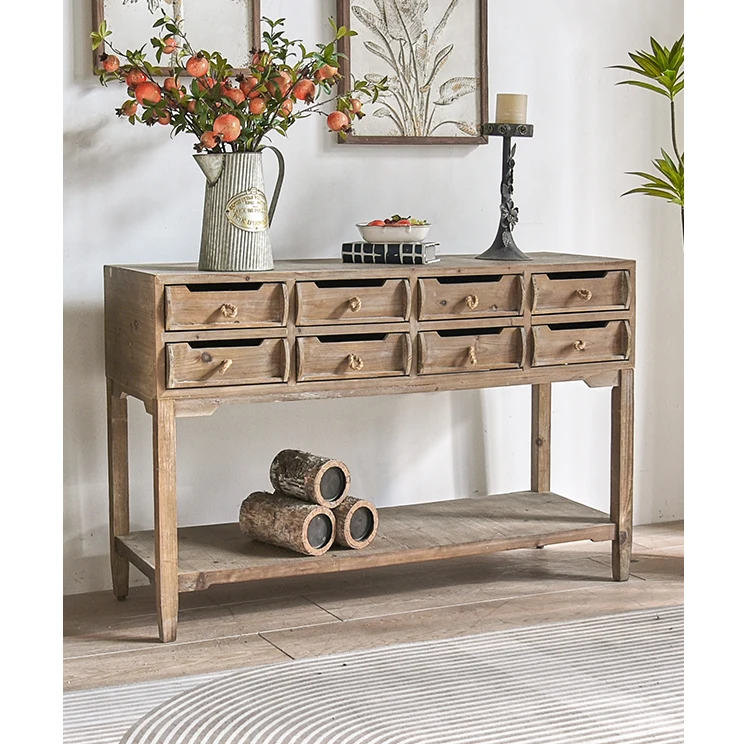 Innova Home Decor Farmhouse Furniture Design Vintage Antique Shabby Chic Solid Wood Console Storage Cabinet Chest of Drawer