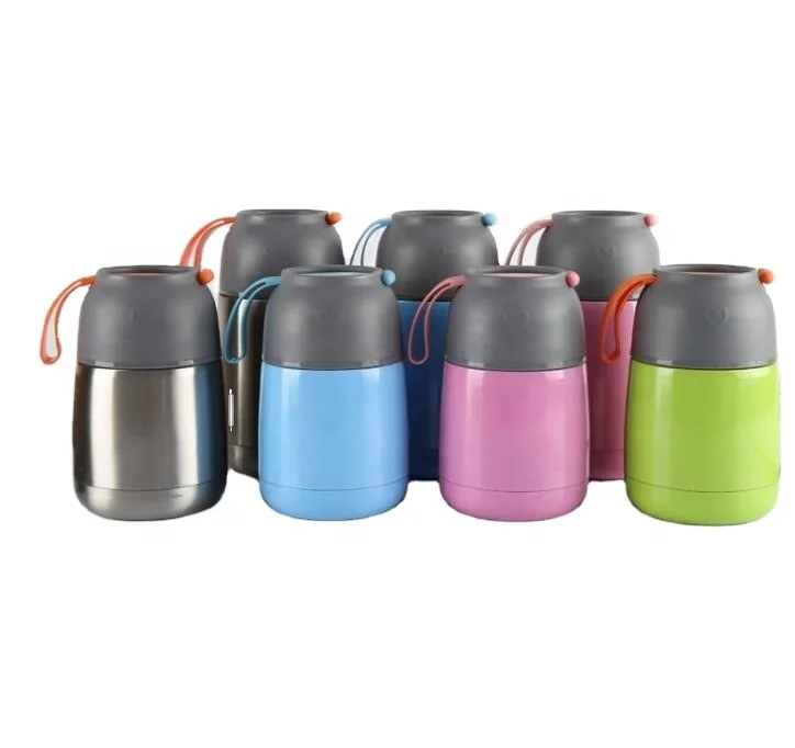 Amazon best selling Food grade 450ml double wall stainless steel  food jar with spoon