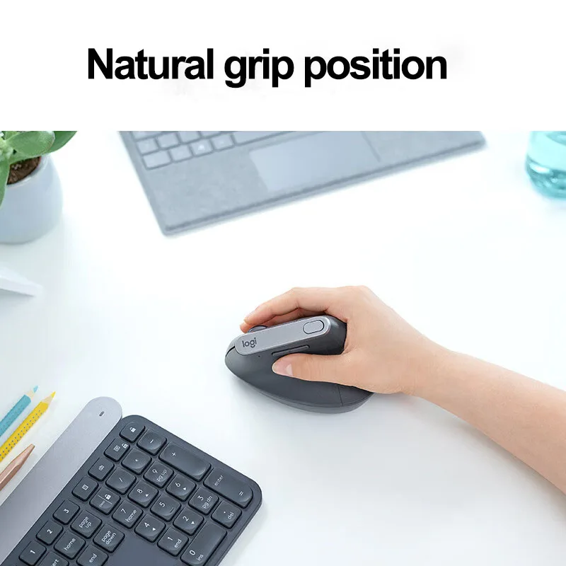 Logitech MX Vertical Mouse Wireless Mouse Office Vertical Mouse Ergonomic Design Black with Wireless 2.4G Receiver