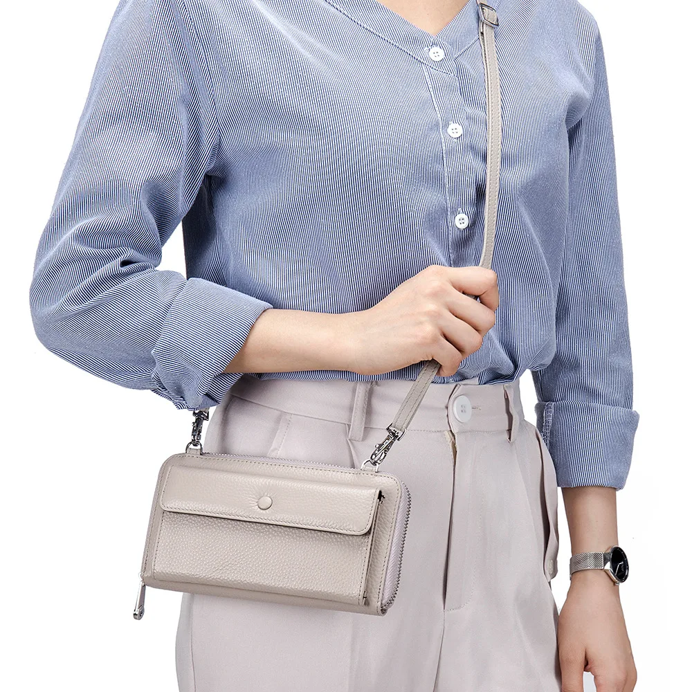 First Layer Genuine Leather Touch Screen Messenger Shoulder Bag Cell Phone Purse Wallet Case Waterproof Crossbody Handbags