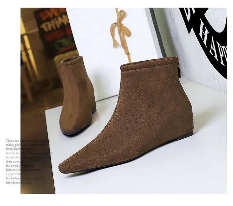 Women Wedge High Heels Boot Zipper High Platform Chunky Heels Plus Size Ankle Boots Shoes Femme Botas Footwear