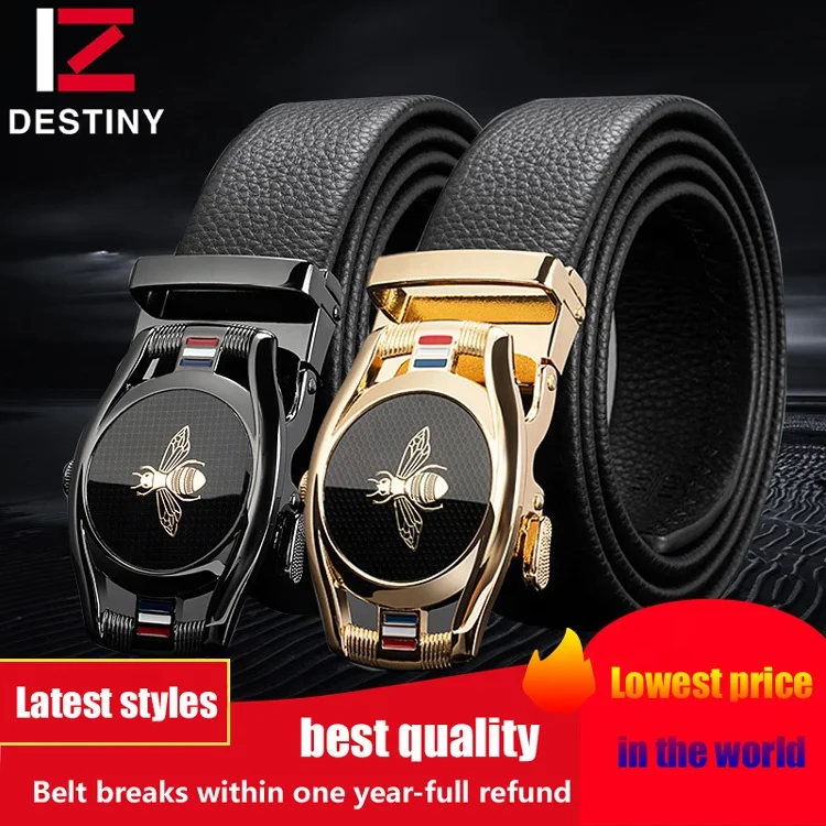 Newest Black Automatic buckle Strap Fashion Bee Luxury Famous Designer Men Genuine Leather Belt