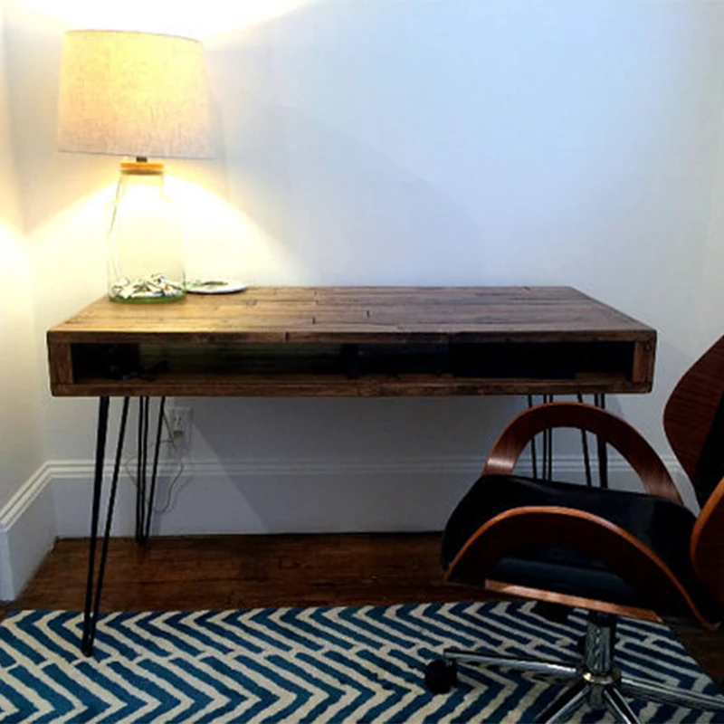 Nordic Office Simple Work Computer Desk American Double-layer Writing Desk Personality Retro Wrought Iron Learning Desk