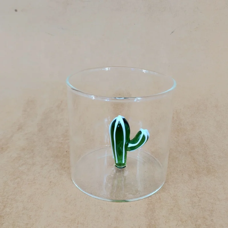 Wholesale Factory Design Green Cactus Glass Whisky Cup/Cactus Shape Drinking Cup/Decorative Cactus Wine Cup for Distribution