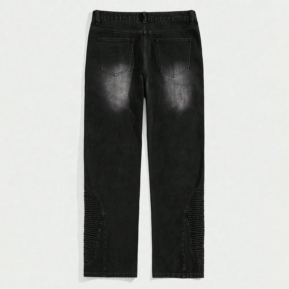 MJ168 custom mens distressed jeans wash stacked jeans men branded jeans for men