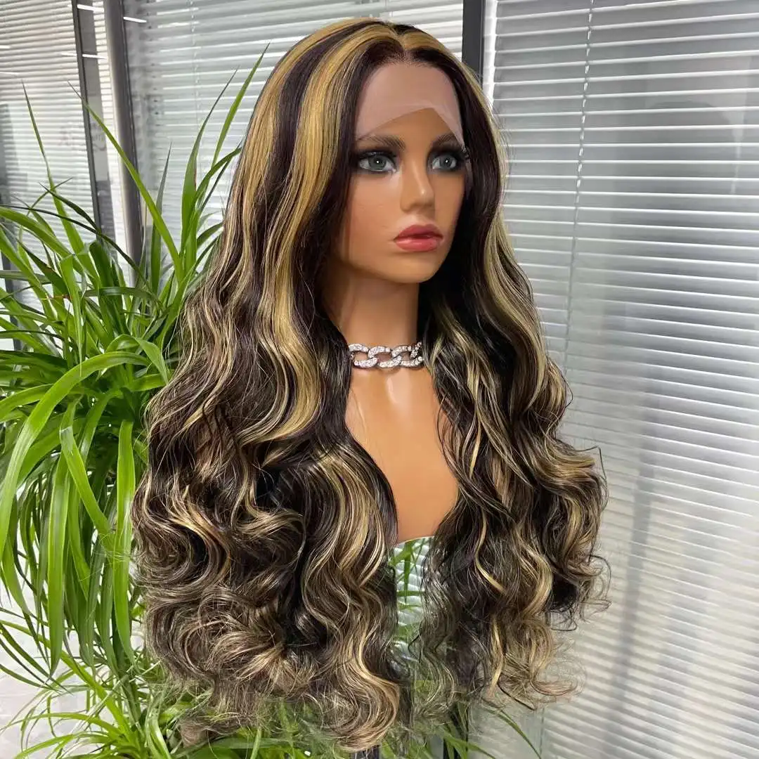 Hottest sale Premium synthetic lace front wigs 13*3 Highlight long wavy futura wholesale synthetic wigs front lace