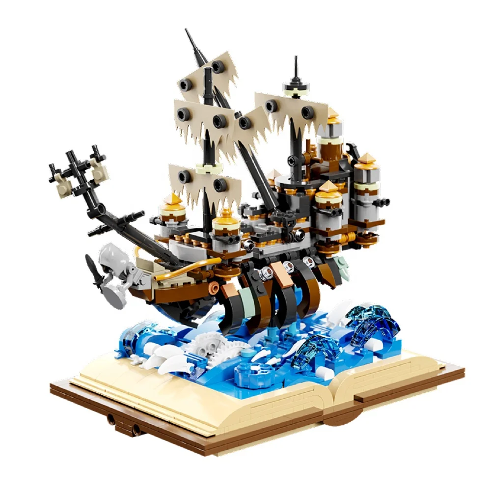 Silent Mary Ghost Ship Building Block Sets 966pcs Magic Book Assembled Blocks Educational Toys For Kids Gift