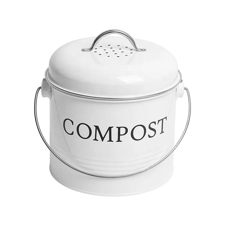 Custom Stainless Steel Compost Pail Kitchen Countertop Garden Trash Bucket Container Pail Compost Bin