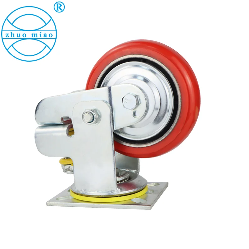 
factory cheap price6 inch Single springs PU wheel for automobile industry shock absorber caster Universal caster with brake 