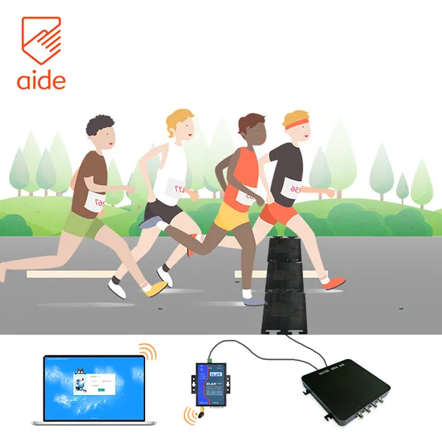 AIDE UHF Timing System with RFID tag and floor mat antenna 8 points reader for Marathon Sport Race