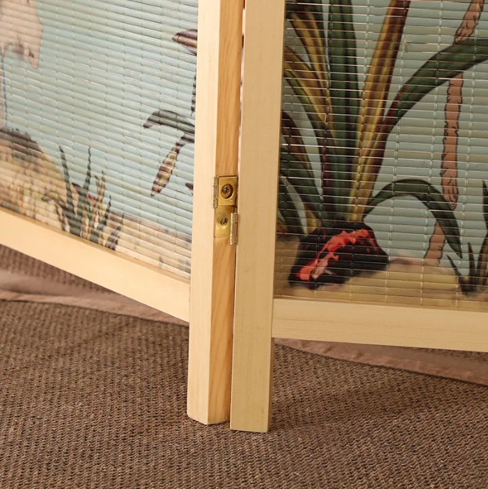 Modern luxury wood craft mobile folding screen folding office partition 6 panel a  set solid wood bamboo screen & room dividers