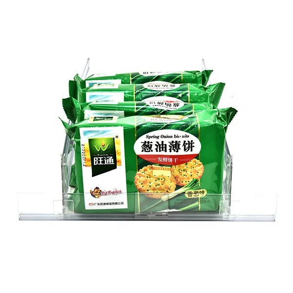 Remarkable Shelf Retail Display Pusher System For Biscuit