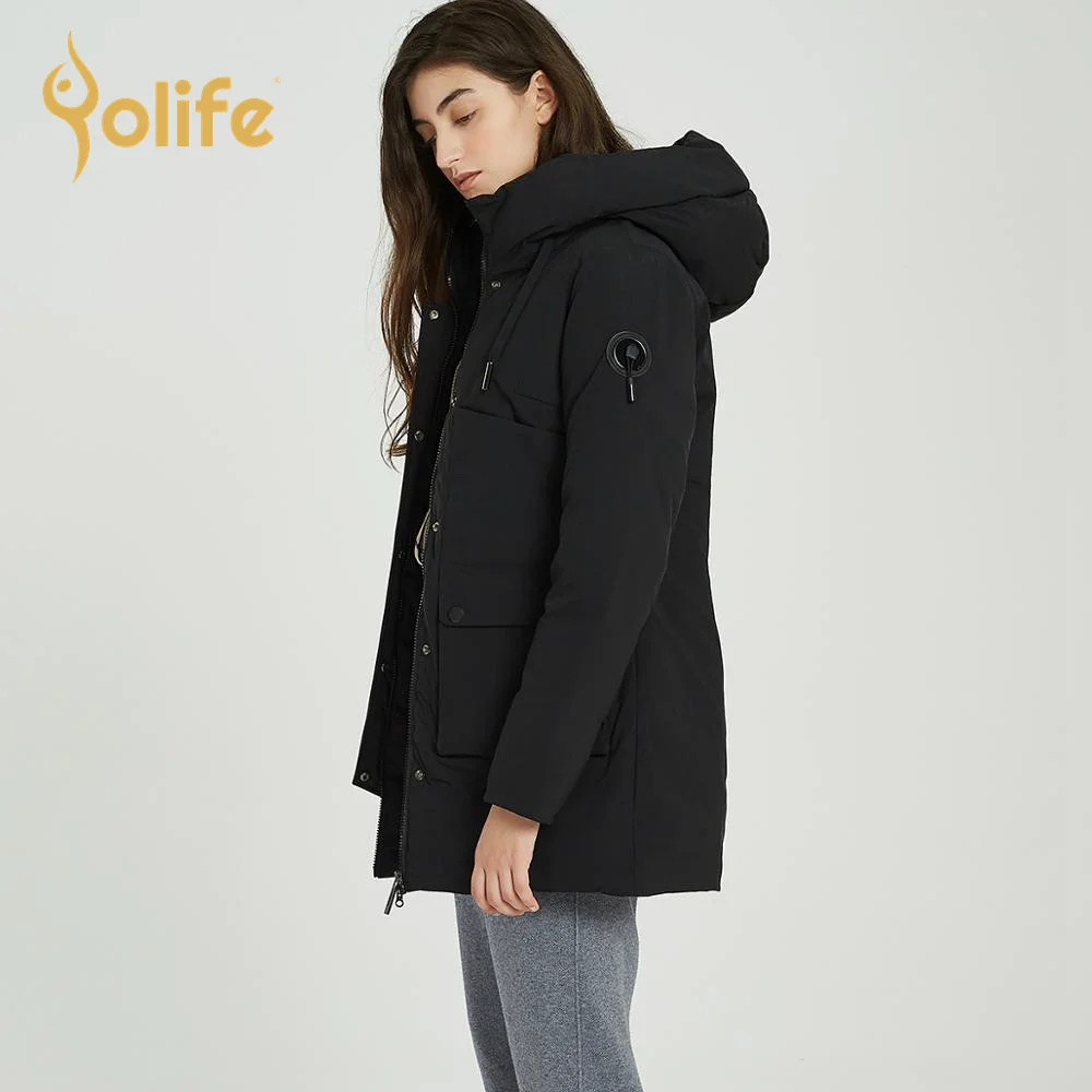 
Yolife Women Hooded Coats Parka Casual Cargo Solid Zipper Pockets Jacket Ladies Thick Jacket Women 2021 Winter Outerwear 