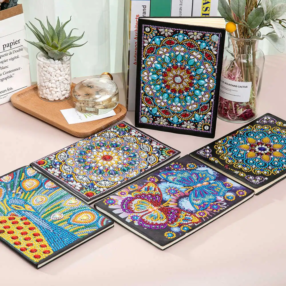 Wholesale Shinny A5 5d Diamond Painting Notebooks Special shaped crystal drill kits for writing diary handmade gift
