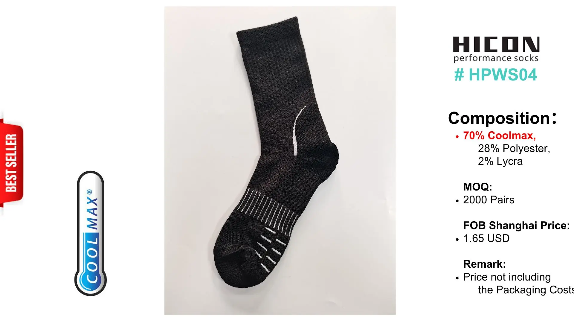 OEM Custom Outdoors Performance Hiking Trekking Coolmax Merino Thermolite Copper Socks