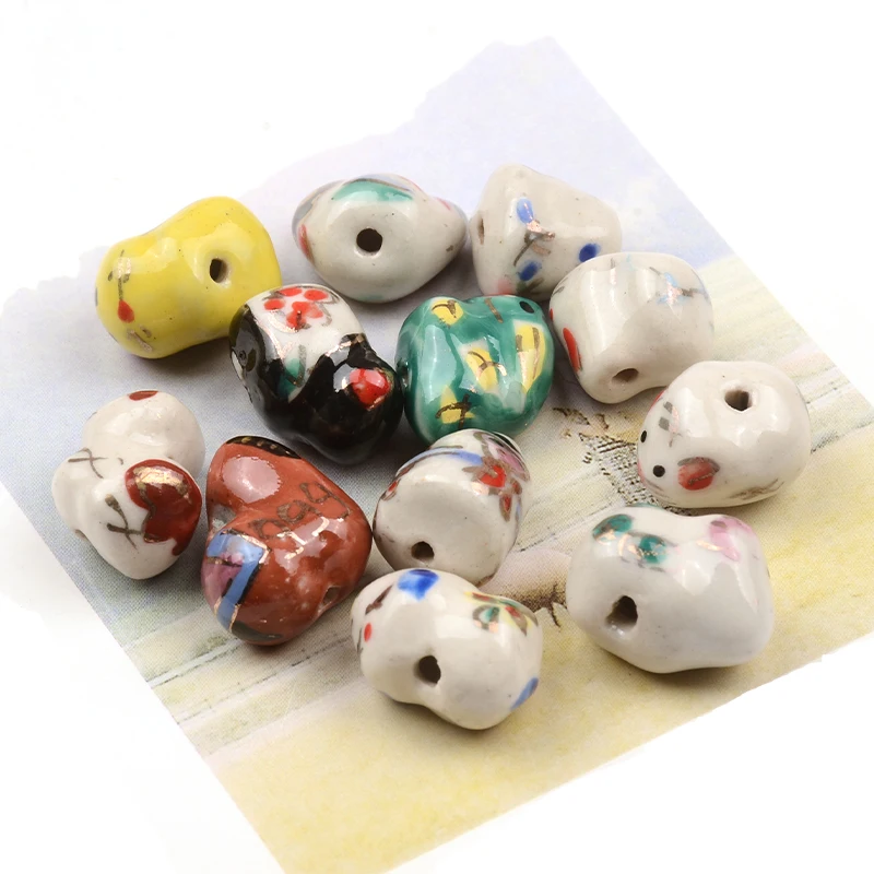 5pcs Cute Animal Ceramic Beads Colorful Handmade 12 Chinese Zodiac Porcelain Ceramic DIY Jewelry Bead