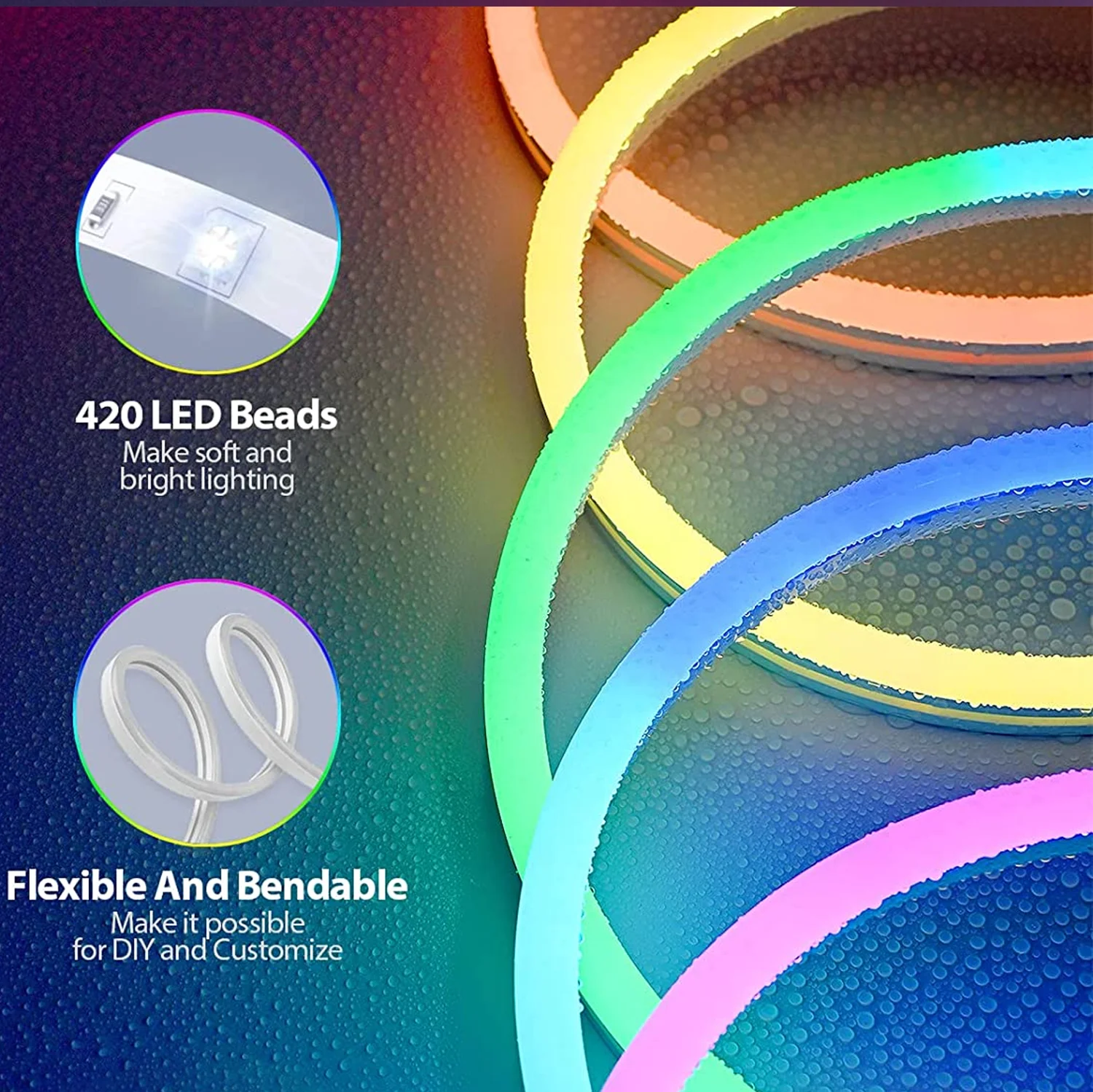 Neon Rope Light, 10ft RGB+IC Neon LED Strip Lights with WiFi App Control and Remote, Works with Alexa, Google Assistant, Music S