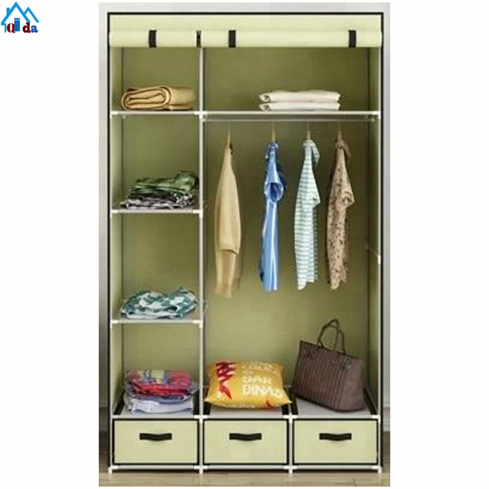 Home storage folding assemble fabric wardrobe non-woven household wardrobe