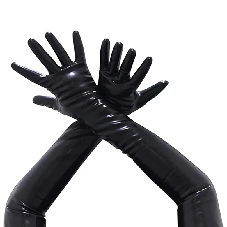 China Factory Wholesale Black Pink Powder Free Sexy Fetish Latex Gloves