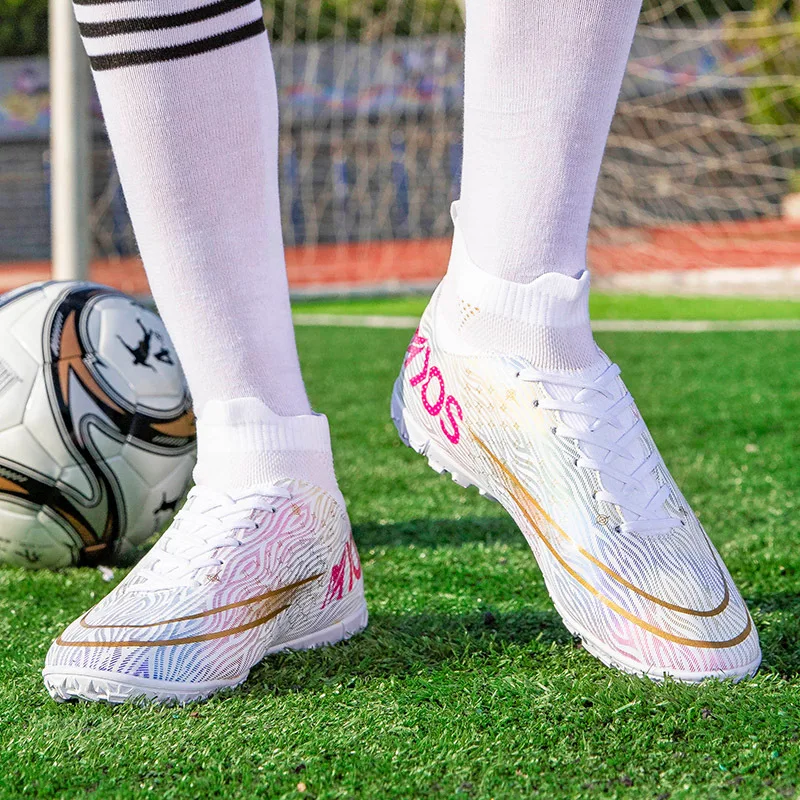 Hot Selling Soccer shoes broken nails children and boys students non-slip low-top training shoes high-top broken nails shoes