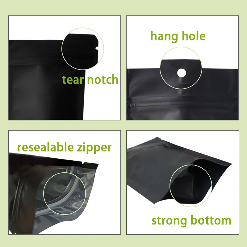 Custom printed metallic aluminum ziplock stand up plastic smell proof mylar packaging baggies