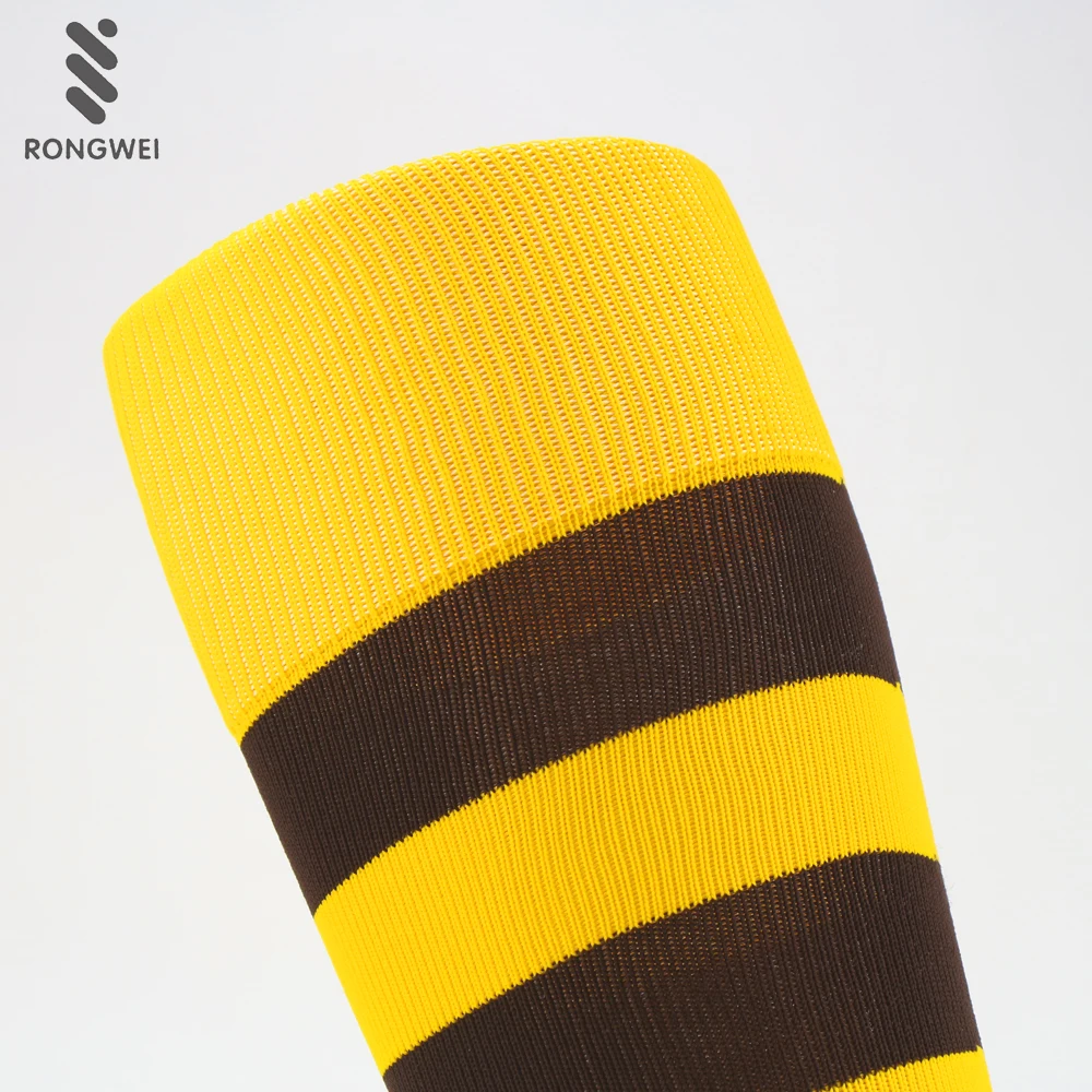 Wholesale yellow stripes knitted cut unique cheap ice hockey soccer socks