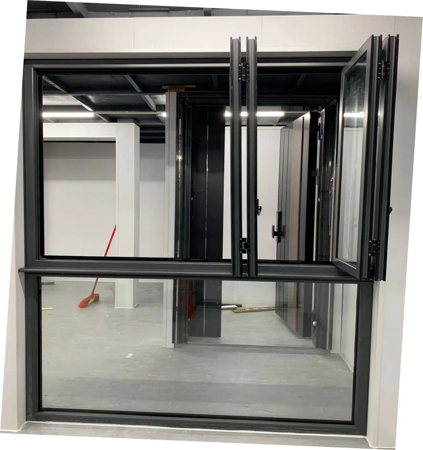 As2047 Heat Insulation Aluminium Bi-fold Push Out Vertical Folding Up Glass Window Bifold Balcony Window