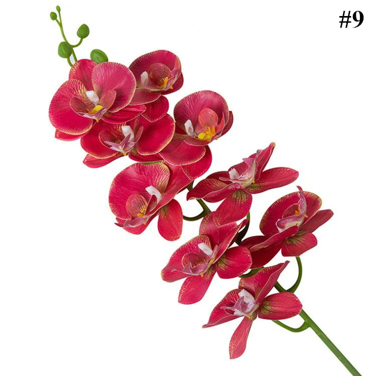 Wholesale Orchid Flower 3D Printing 9 Heads Real Touch Silk Latex Artificial Orchids Phalaenopsis Orchid For Home Wedding Decor