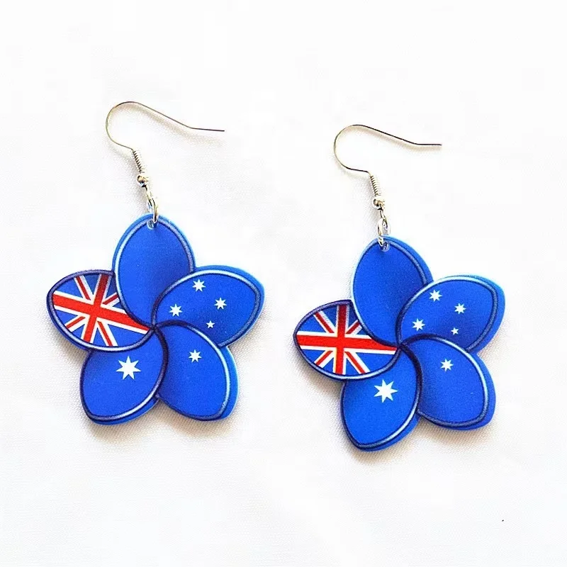 ES1787 enamel Plumeria flower Acrylic earring Hawaiian gold jewelry wholesale earring set for woman girl dancing party