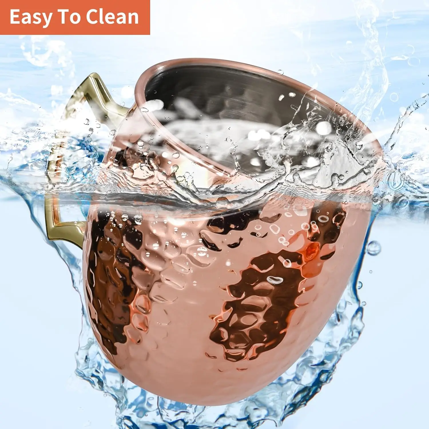 Durable Stainless Steel Round Hammered Rose Gold Classic Mule Cup for Beer