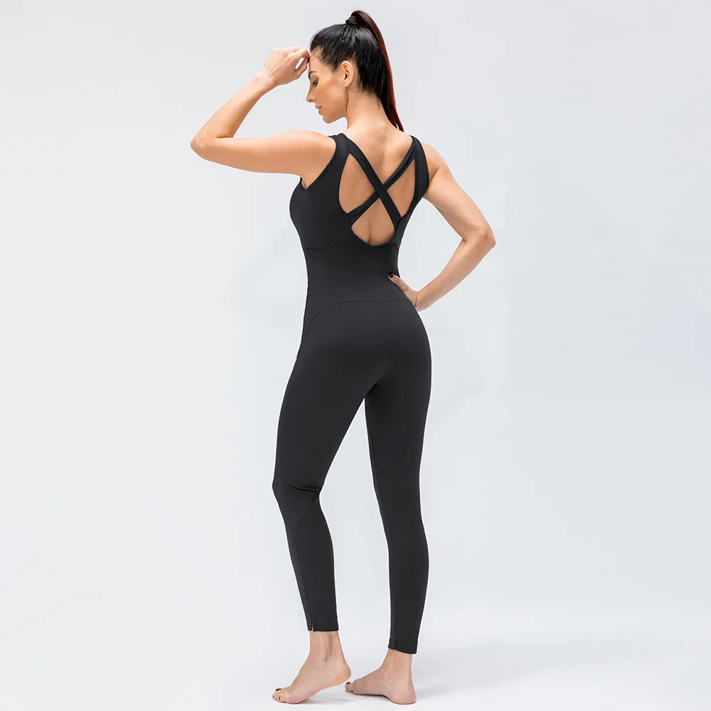 Women Sexy Seamless Backless One-piece Tights Fitness Sports Yoga Set Running Jogging Dancing Jumpsuits
